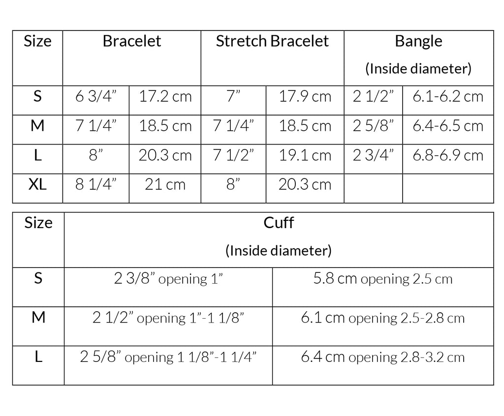 Bracelet size guide