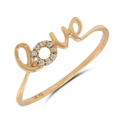 14K Gold Diamond 0.025 Love Ring