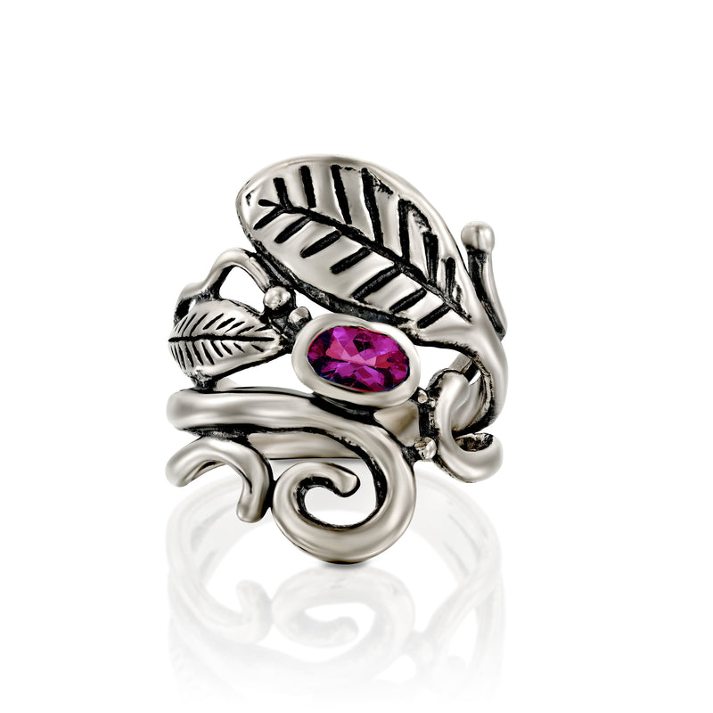 Tanzanite Gemstone and Leaf Ring sterling Silver - Danny Newfeld Collection