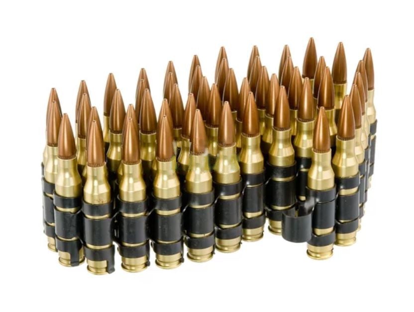 Super Realistic M249 5.56 Cartridge Belt (Fake Dummy Shell Bullets) - set  of 60 - Hero Outdoors