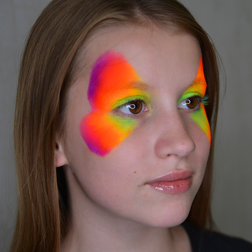 1st uv neon/black light design :)  Neon face paint, Glow face paint, Face  painting designs