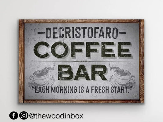 Coffee Bar Sign With Last Name Personalization, Decor, Farmhouse