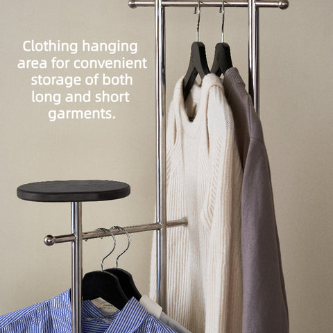 Melody Coat Rack Clothing hanging area for convenient storage of both long and short garments.