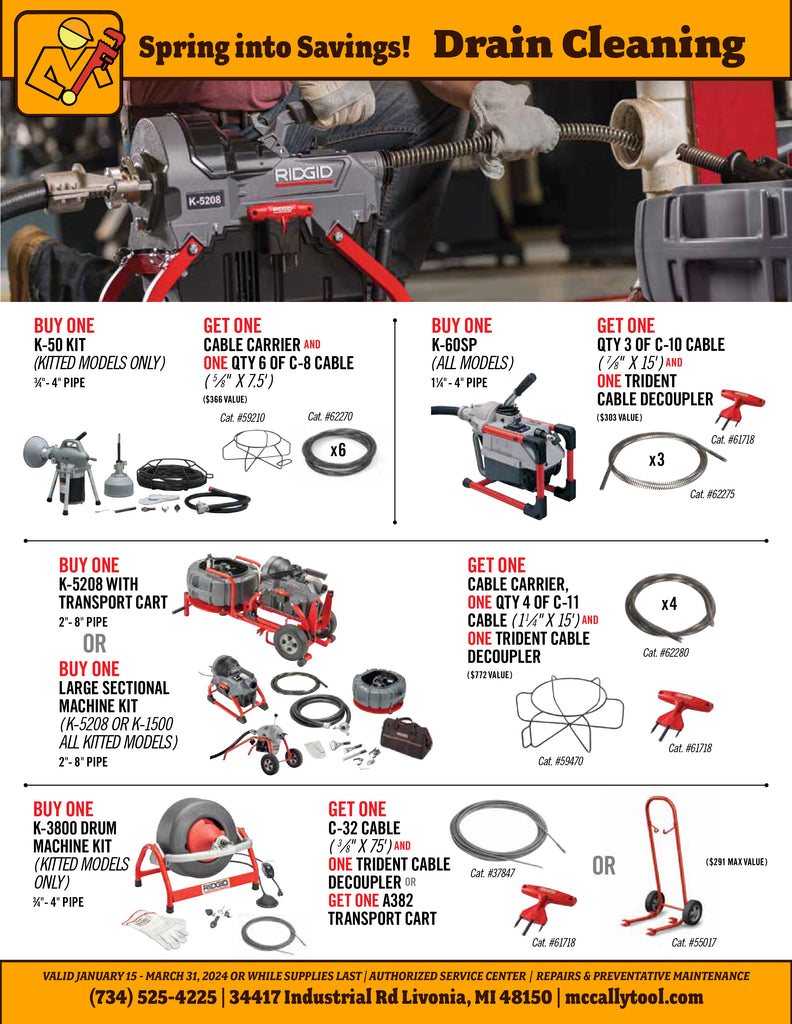 Ridgid Tool Spring Promo 2024 Drain Cleaning