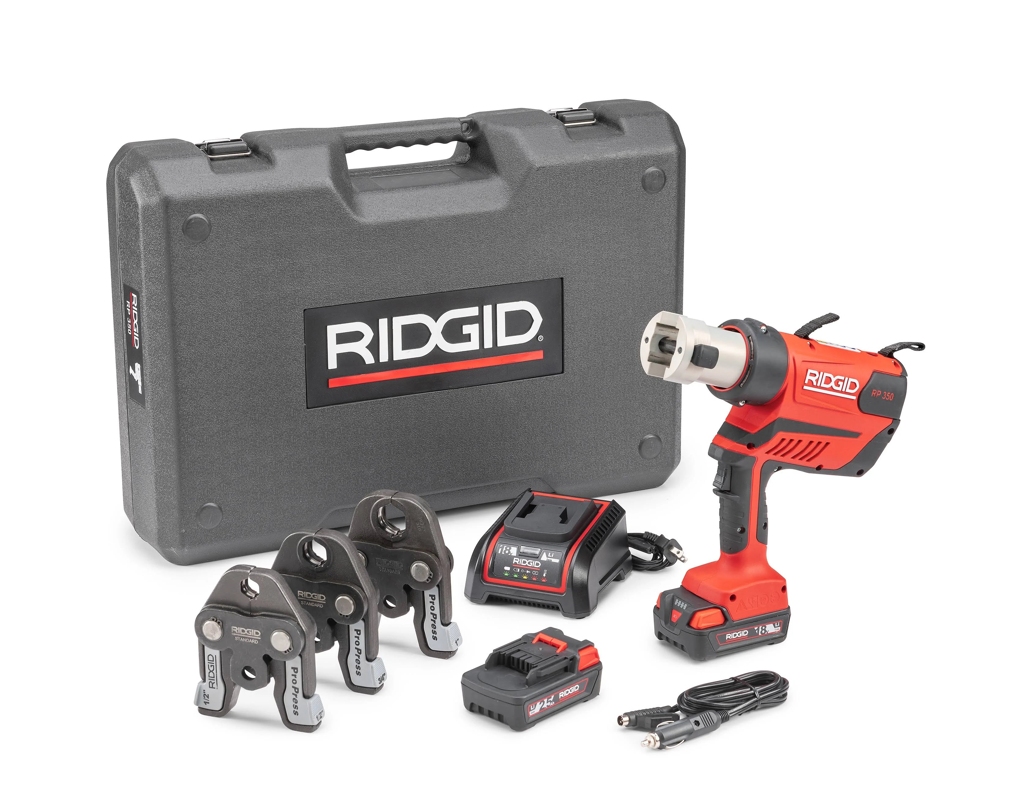 RIDGID RP 350 Press Tool Kit with ProPress Jaws for 1/2 - 1" Pipe Fitting