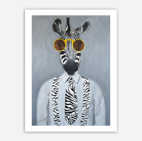 Rainbow Zebra head original canvas painting by Coco de Paris