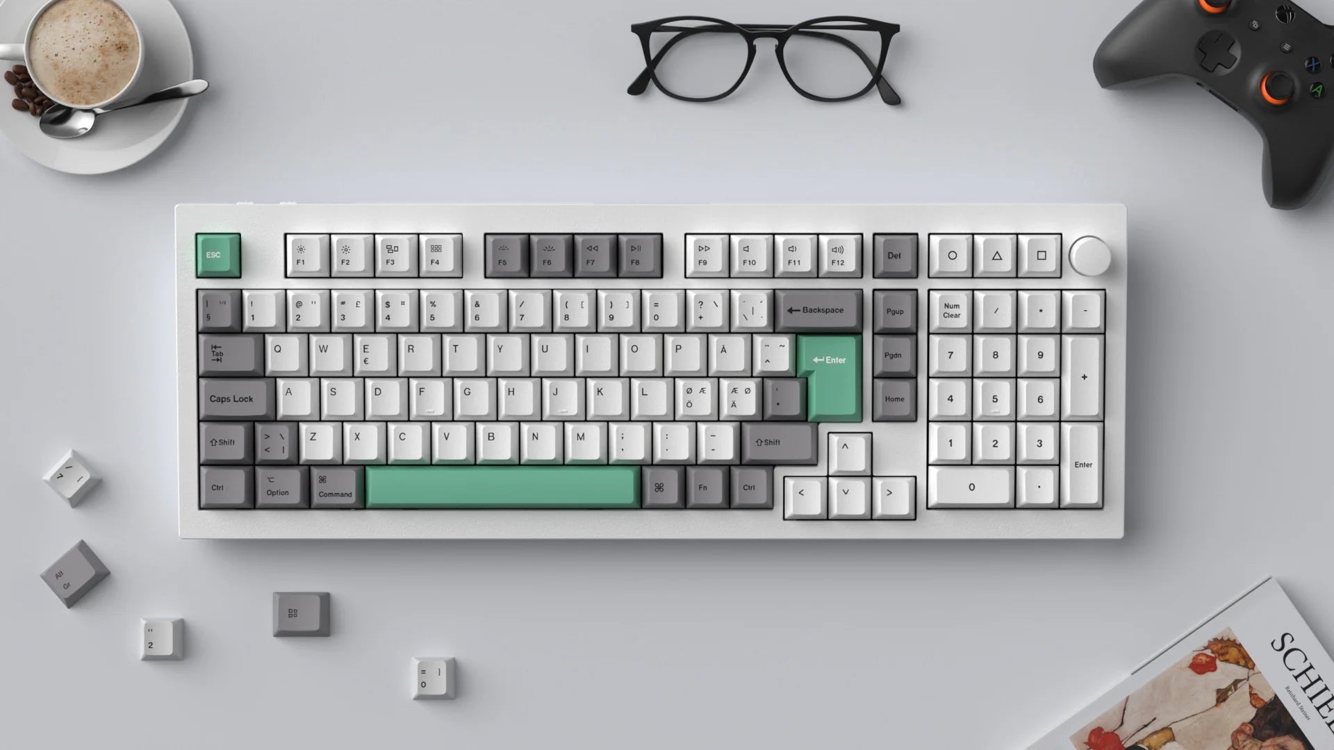 ISO Cherry Dye-Sub PBT Full Set Keycap Set - Gray White Mint