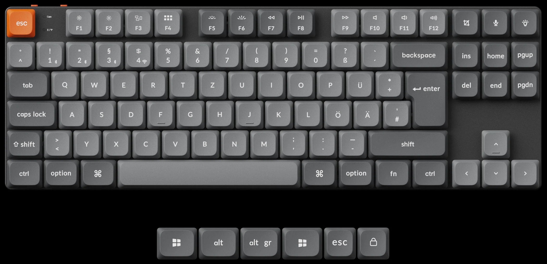 DE-ISO Layout Keychron K1 Max TKL Layout QMK/VIA ultra-slim custom mechanical low profile keyboard ISO Layout