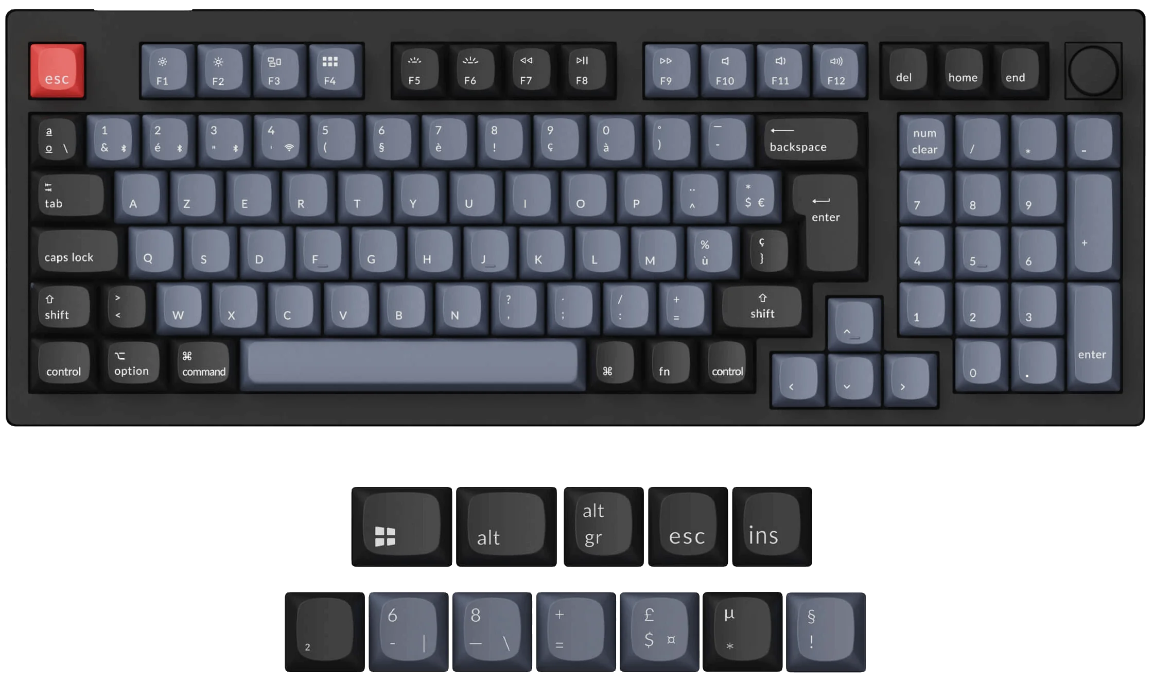 French-ISO Layout of Keychron V5 Max 96% Layout QMK/VIA Wireless Custom Keyboard ISO Layout