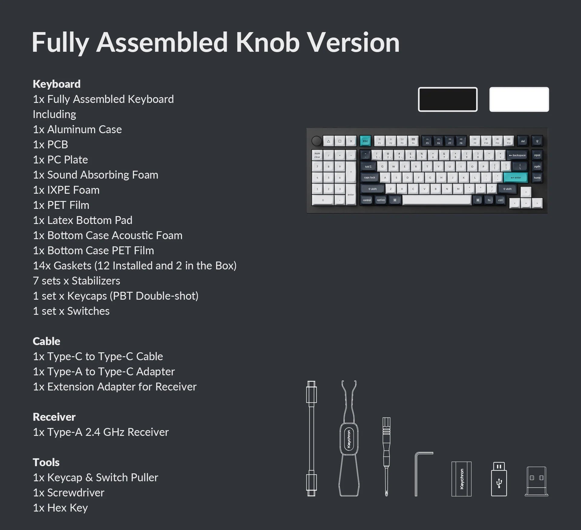 Package list of Keychron Q12 Max 96% Layout QMK/VIA Wireless Custom Mechanical Keyboard