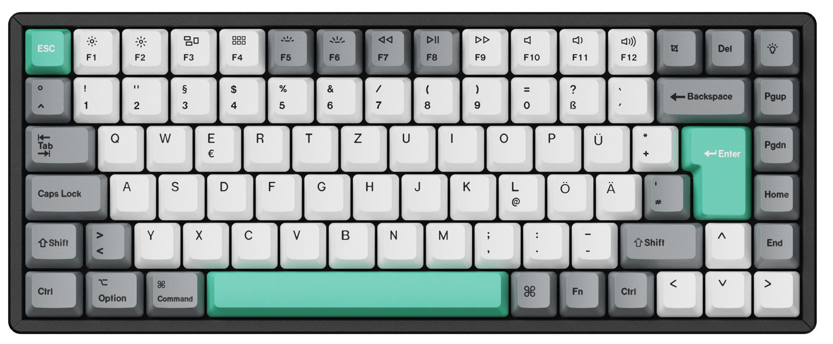 ISO OEM Dye-Sub PBT Full Set Keycap Set - Gray White Mint