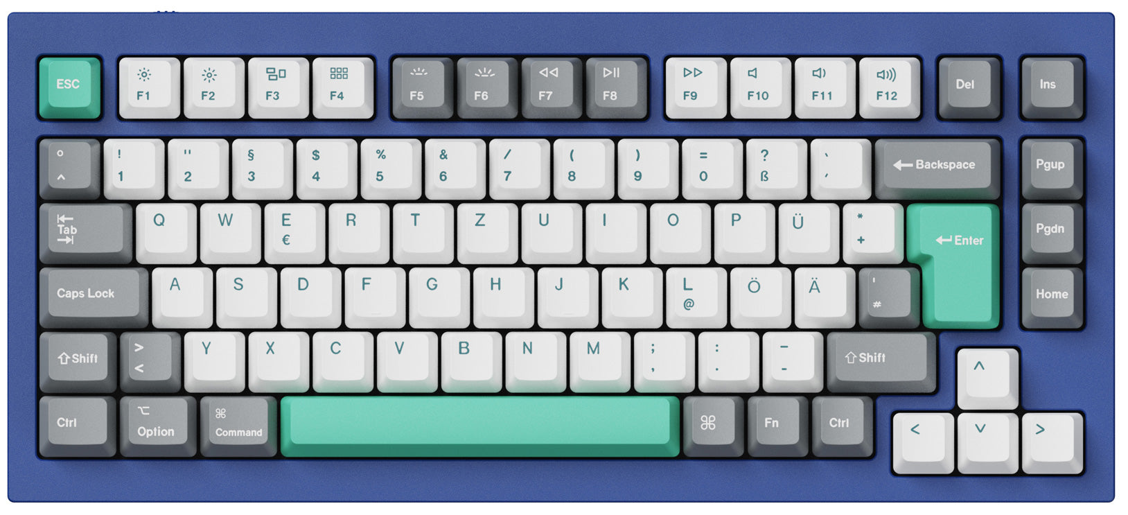 ISO OEM Dye-Sub PBT Full Set Keycap Set - Gray White Mint