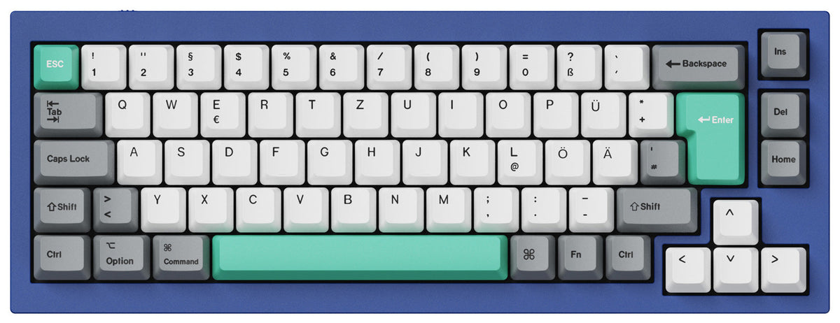 ISO OEM Dye-Sub PBT Full Set Keycap Set - Gray White Mint