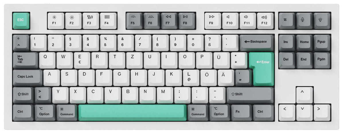 ISO OEM Dye-Sub PBT Full Set Keycap Set - Gray White Mint