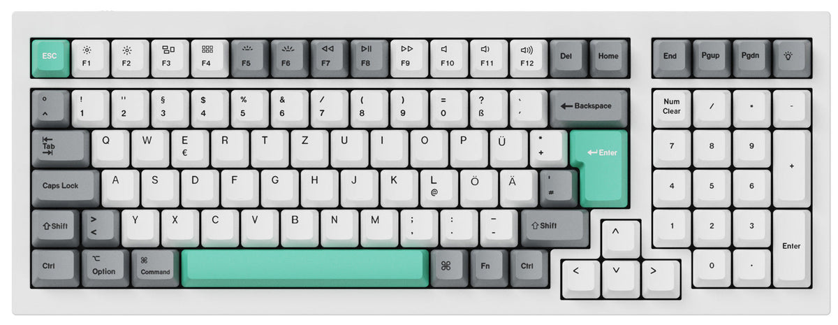 ISO OEM Dye-Sub PBT Full Set Keycap Set - Gray White Mint