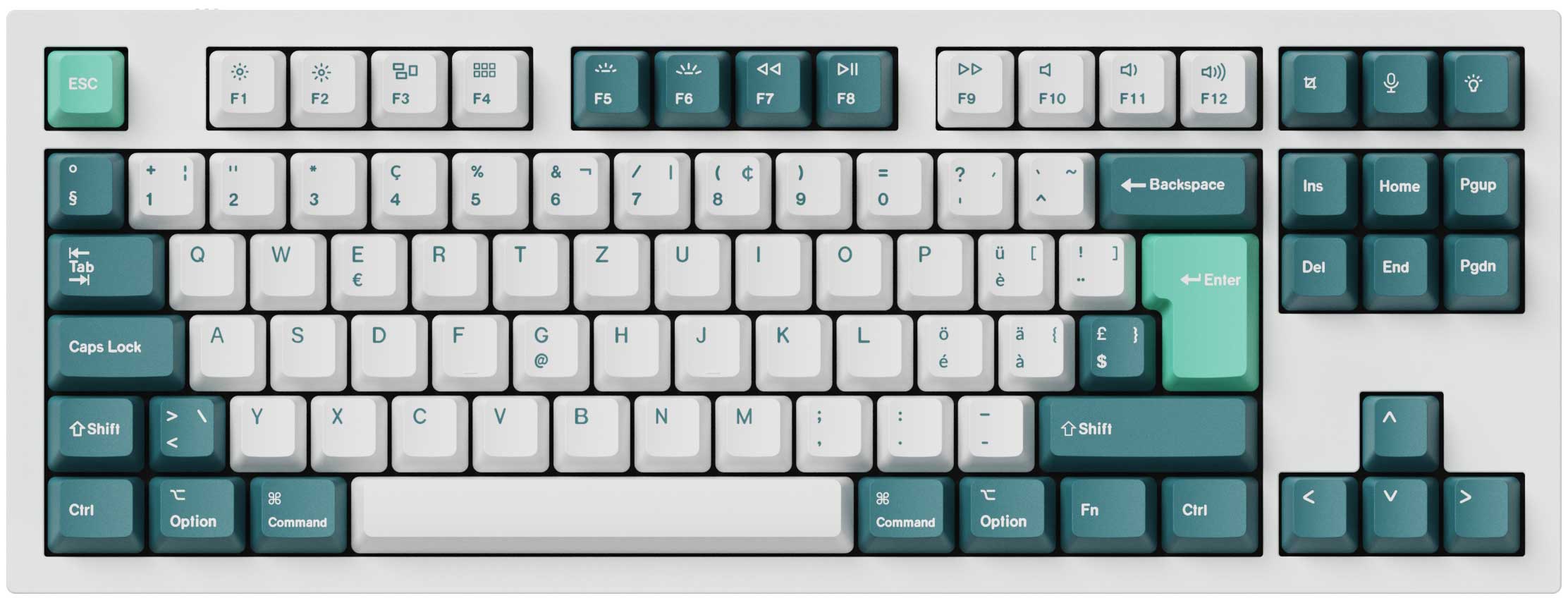 ISO OEM Dye Sub PBT Full Set Keycap Set-White Mint