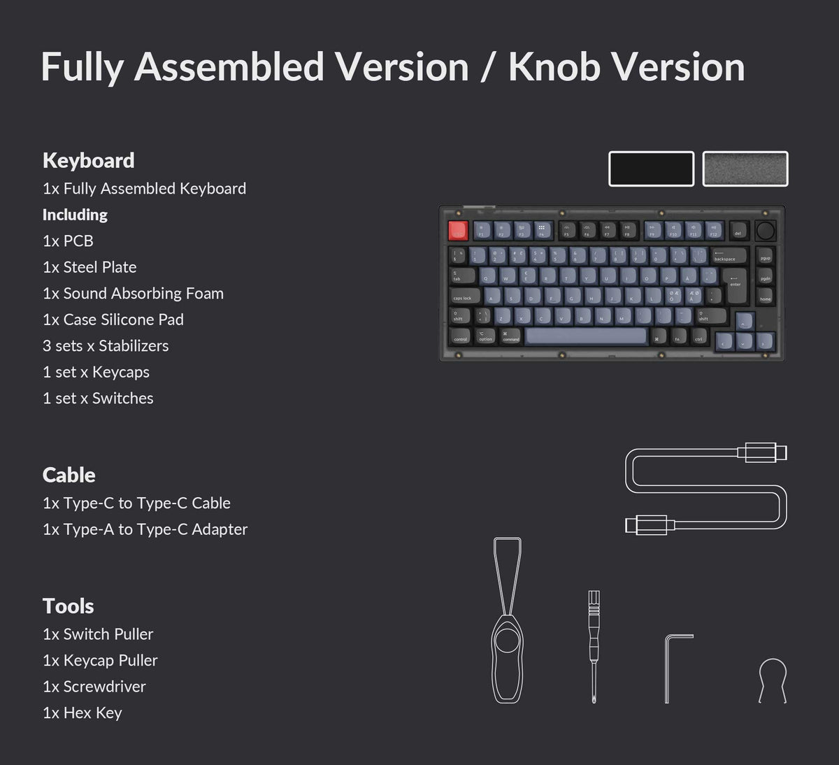 Keychron V1 75% Custom Mechanical Keyboard Barebone Version