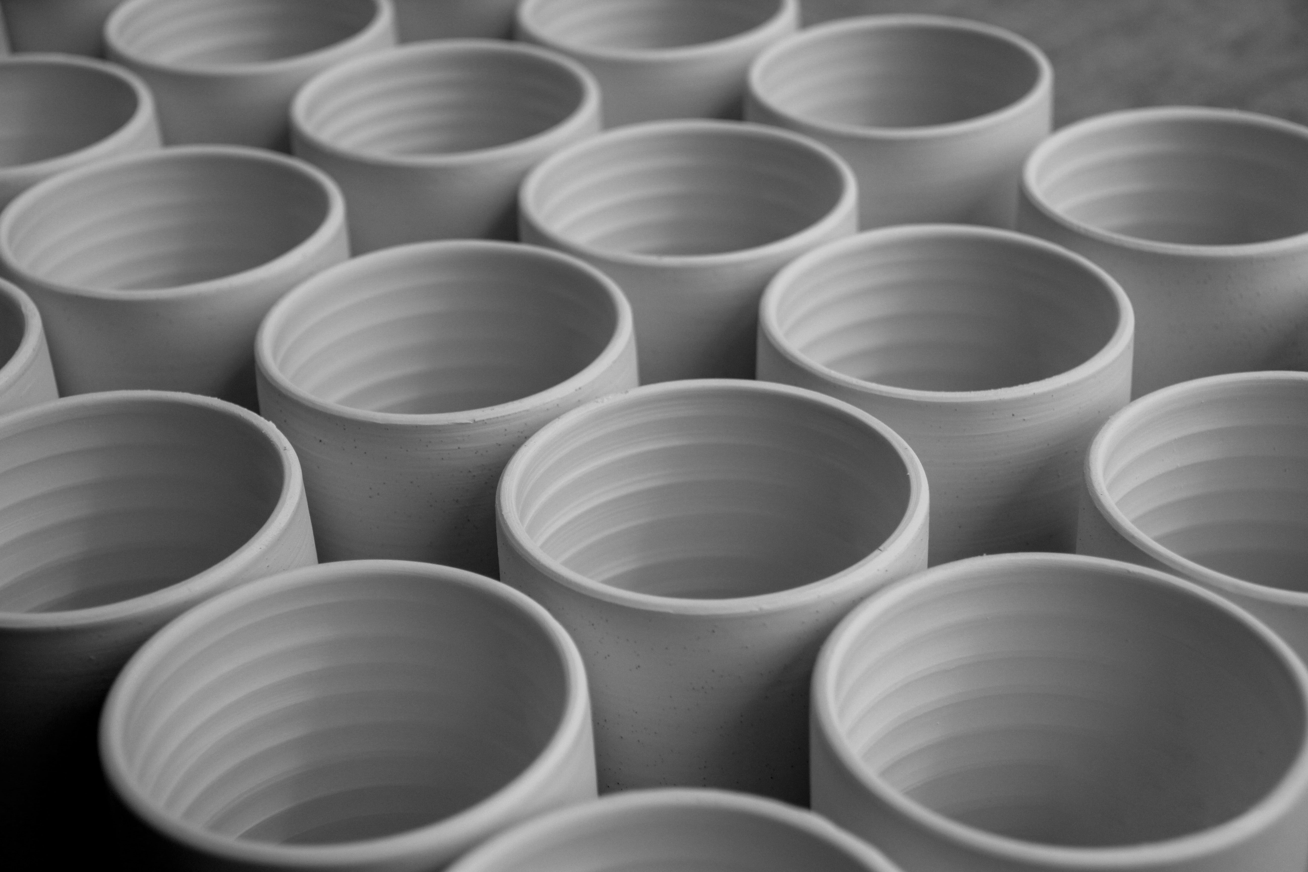 Our handmade clay ceramic shades in various stages of production. Photo supplied by Gaya ceramics