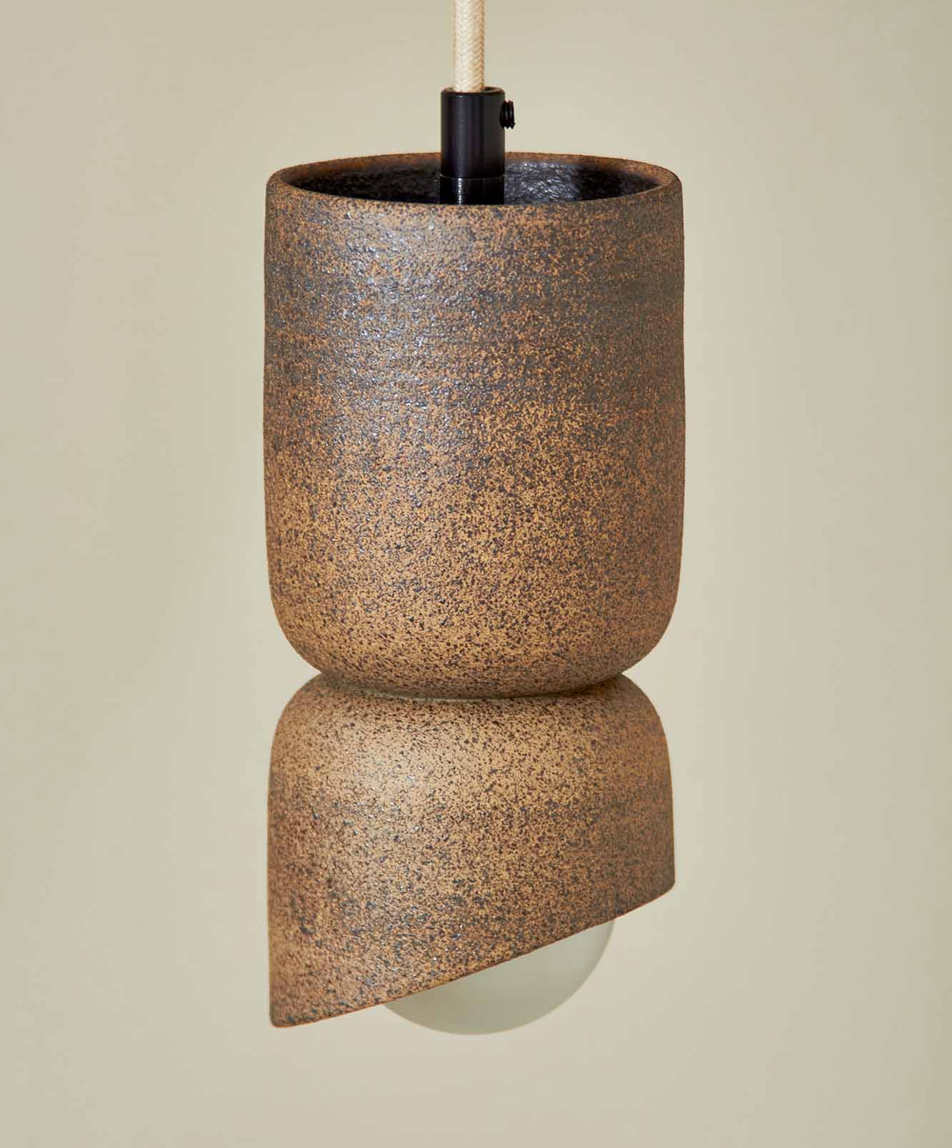 Marz Designs Terra 1.5 Pendant Light, Fabric Flex in Clay With Brushed Black Fixing