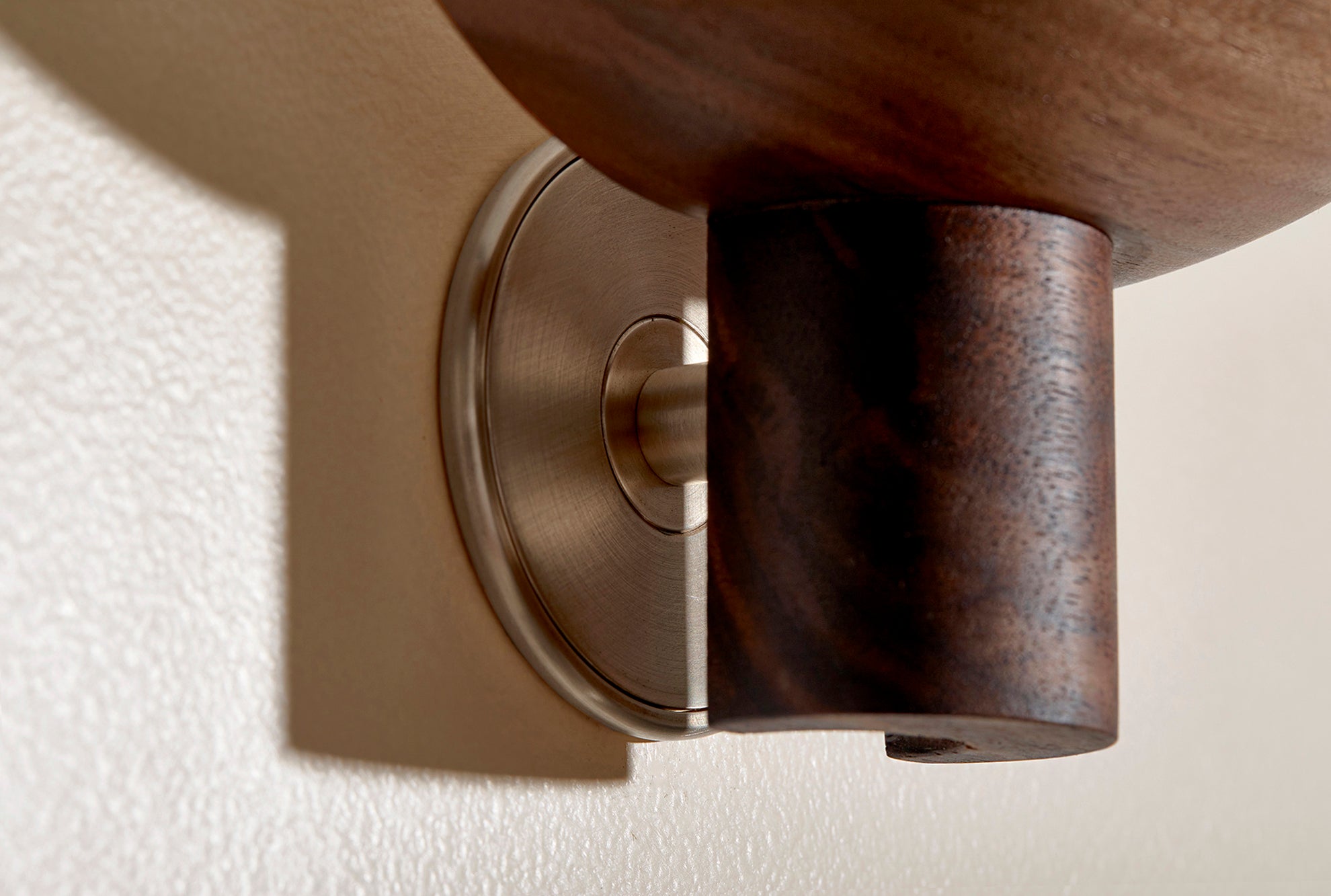 Selene Uplight, Small in Walnut & Brass. Photographed by Lawrence Furzey.