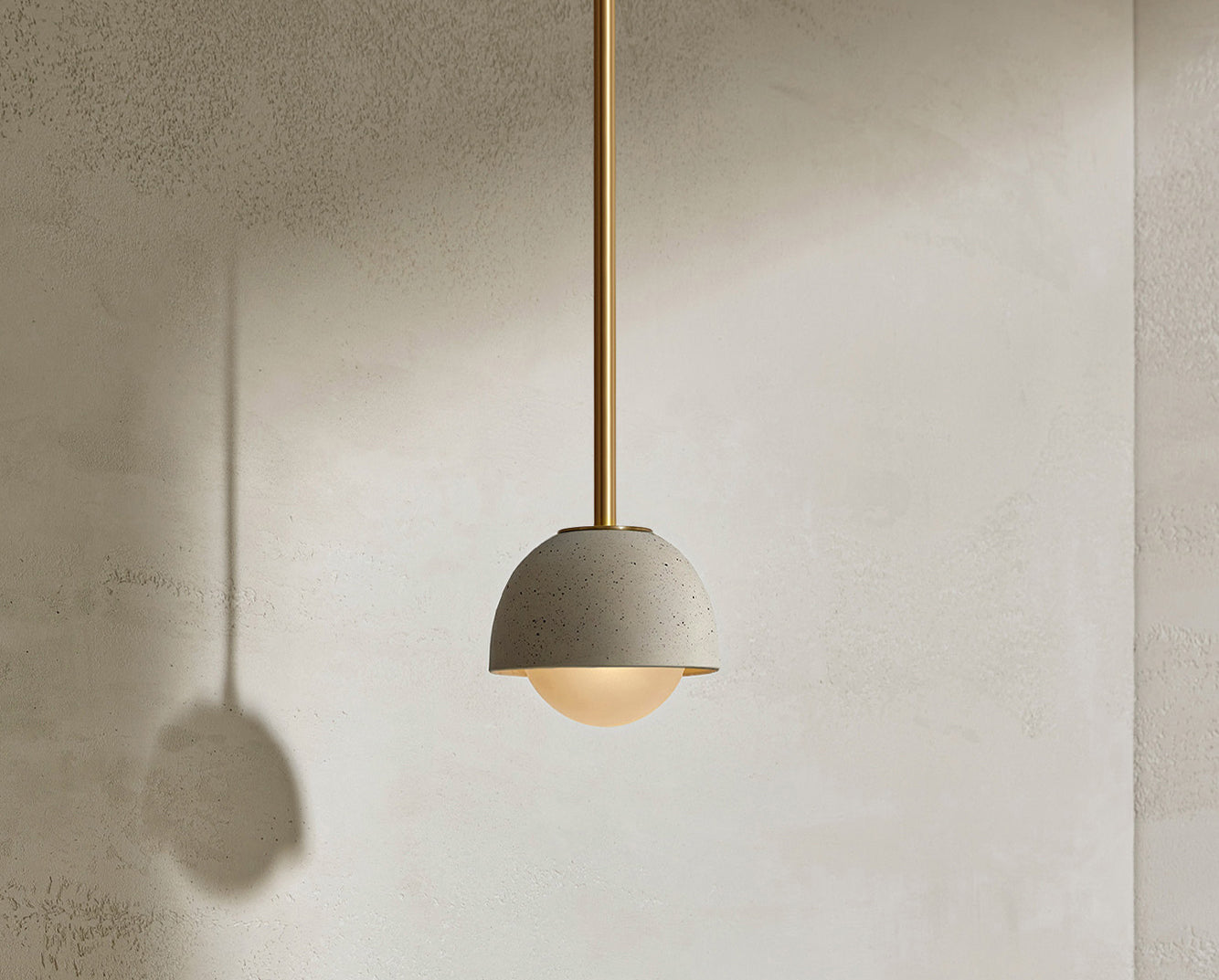 Marz Designs Terra 0 Pendant Light, Solid Rod in Vanilla Bean & Brass