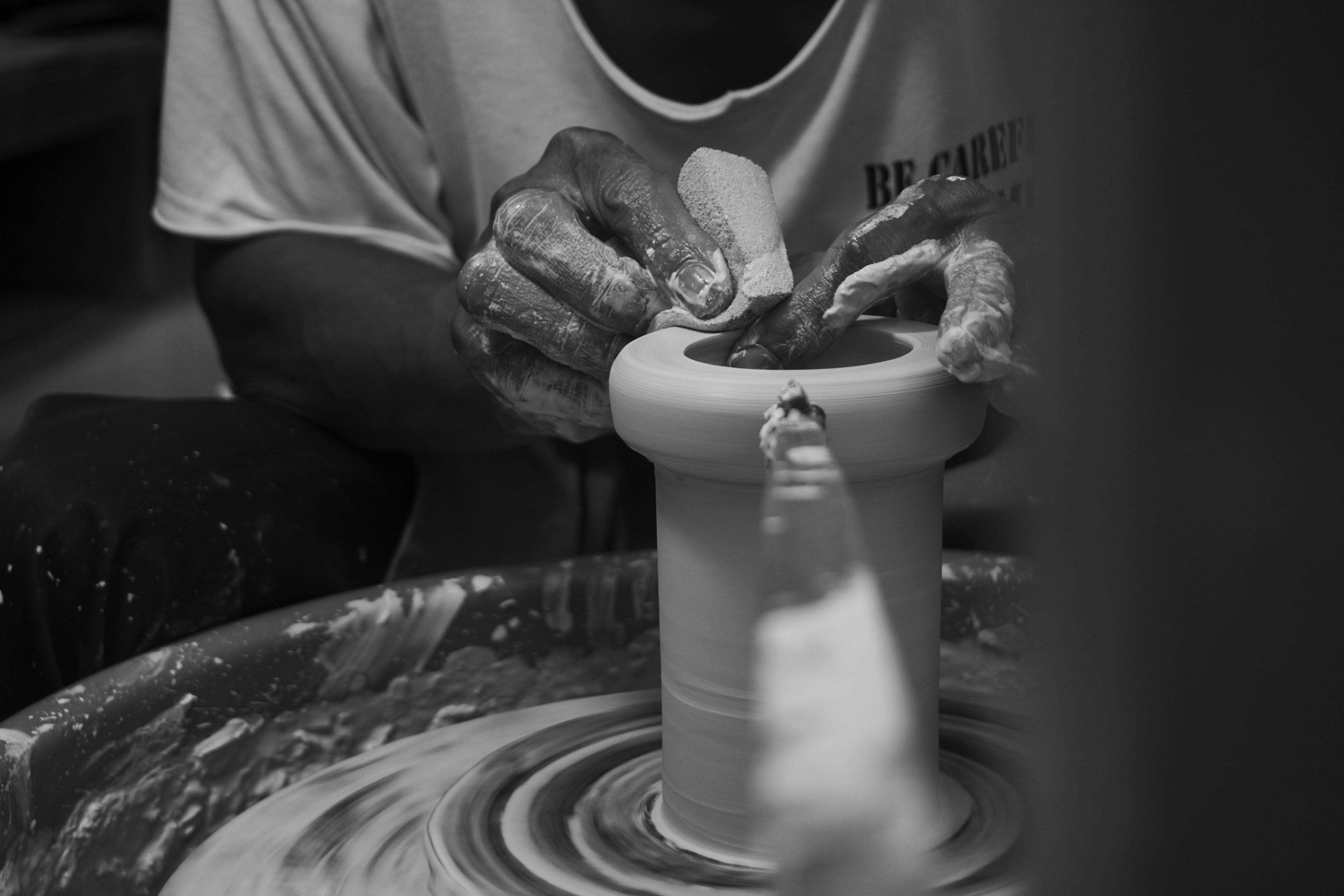 Our handmade clay ceramic shades in various stages of production. Photo supplied by Gaya ceramics.