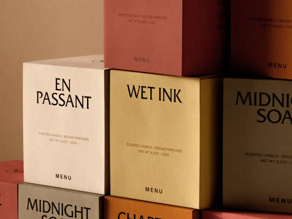 Oflacte Wet Ink Scented Candle Packaging. Image by Menu. 