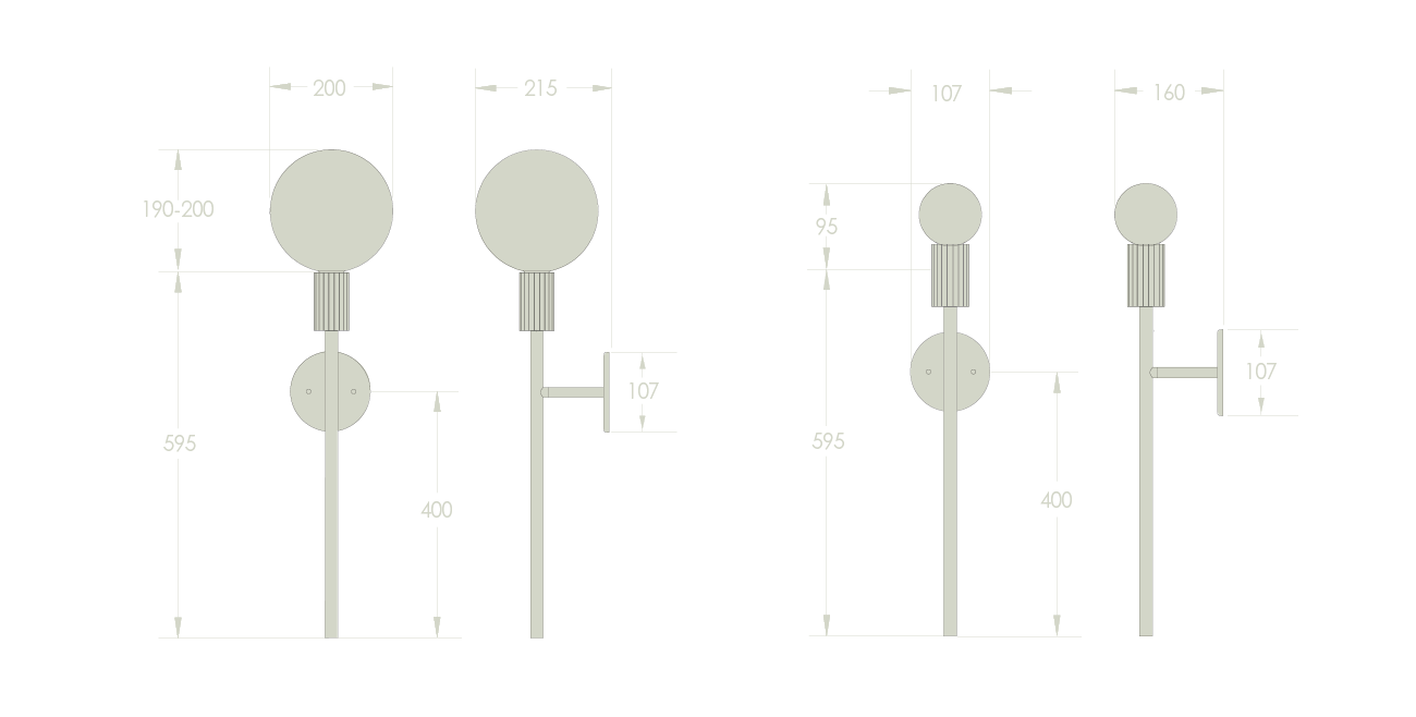 Marz Designs Attalos Wall Light 95 dimensions.