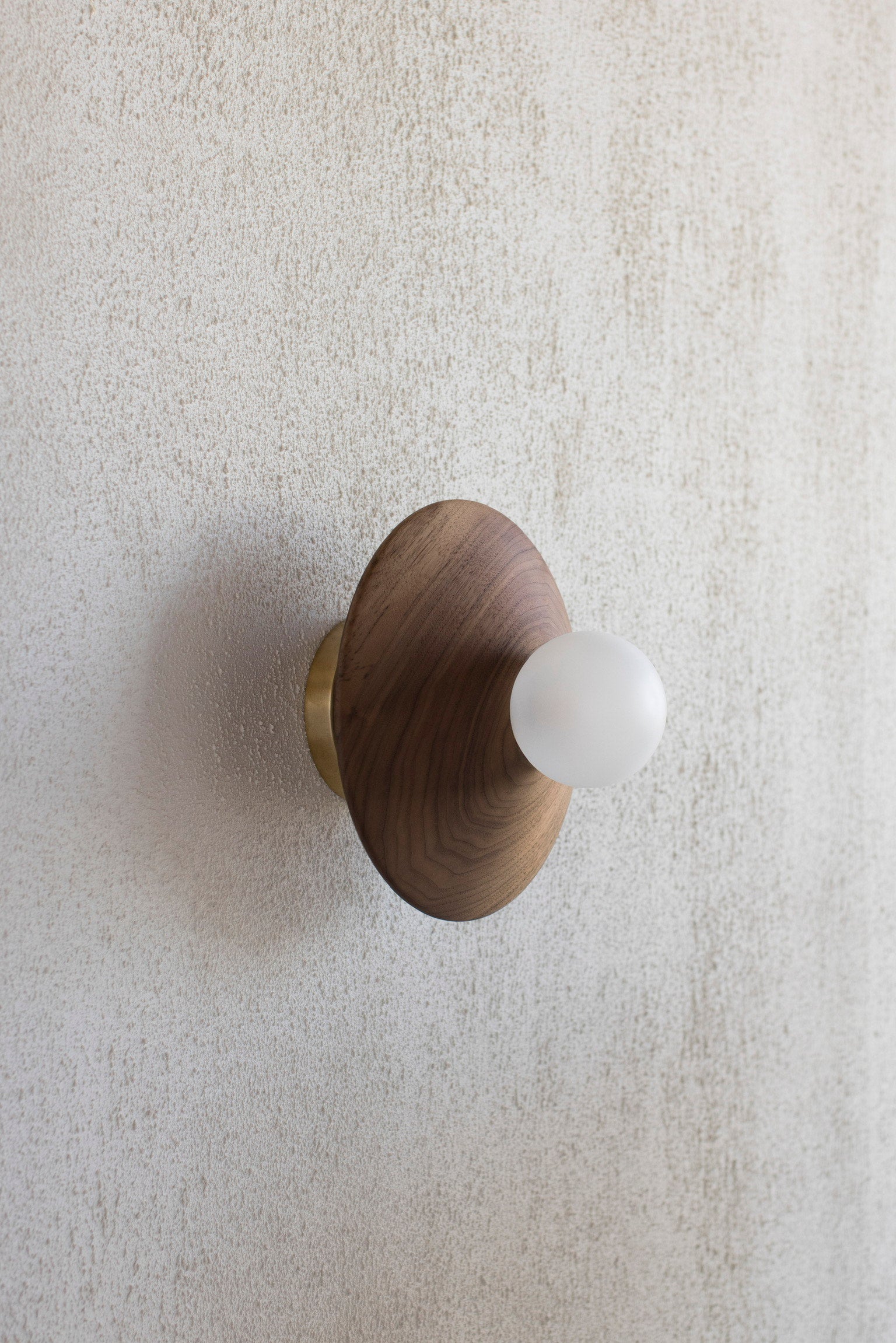 Customised Disc wall light with deep rose & switch for the The Ocean Club.
