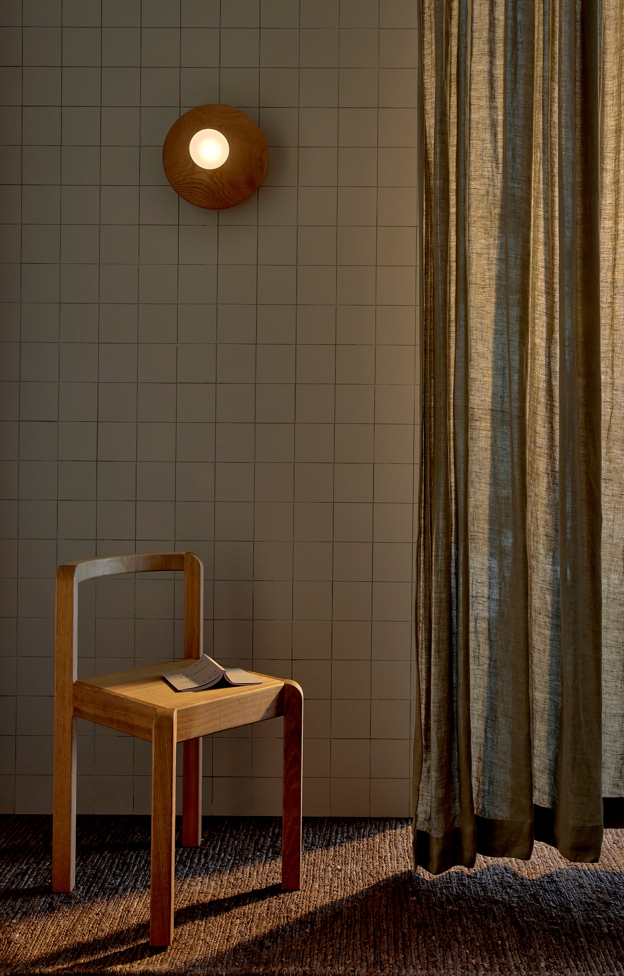 Bright Beads Wall Disc in Oak. Photographed by Lawrence Furzey.