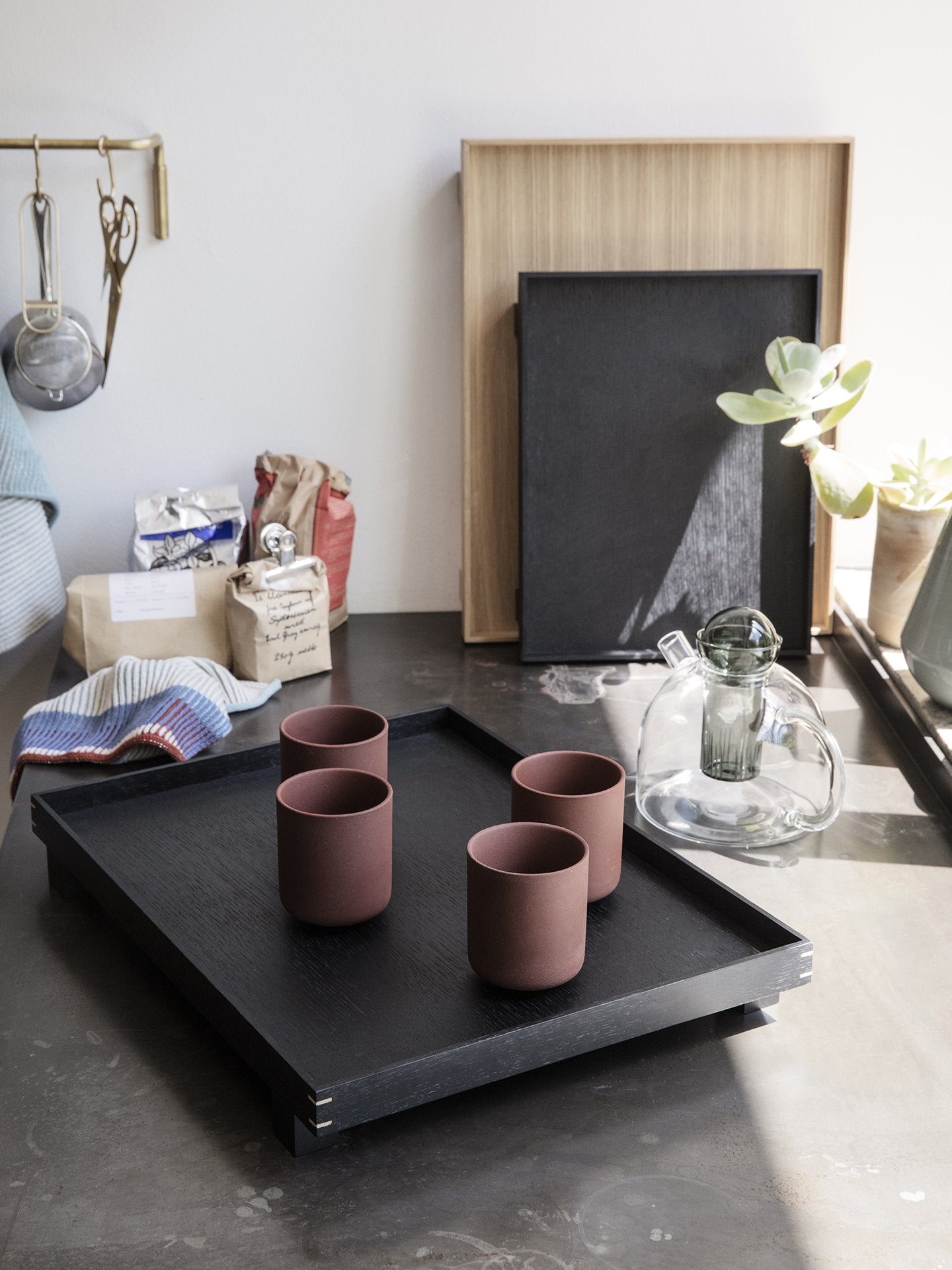 Ferm Living - Bon Wooden Tray Large in black stained oak