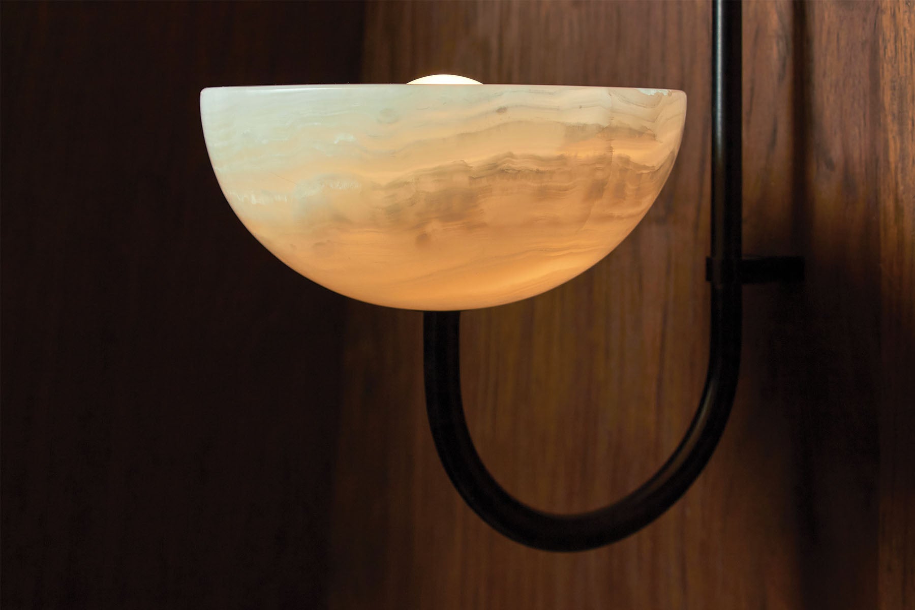 Marz Designs Aurelia Wall Light, in White Onyx and Brushed Black