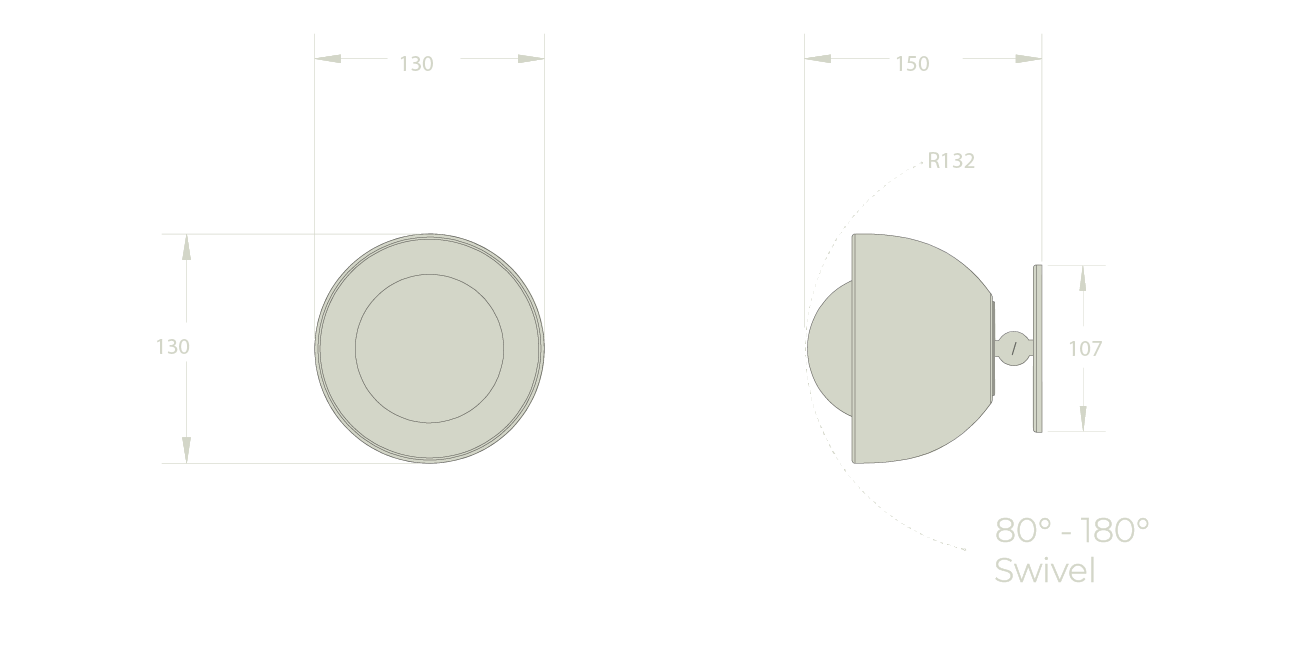 Marz Designs Terra 0 Short Articulating Surface Sconce dimensions.