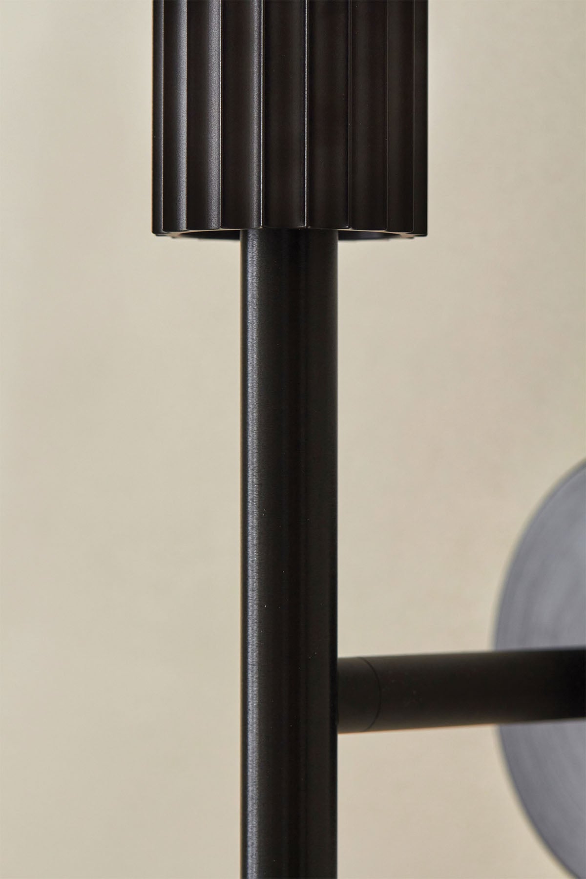 Attalos Wall Light in Brushed Black, detail. Image by Lawrence Furzey