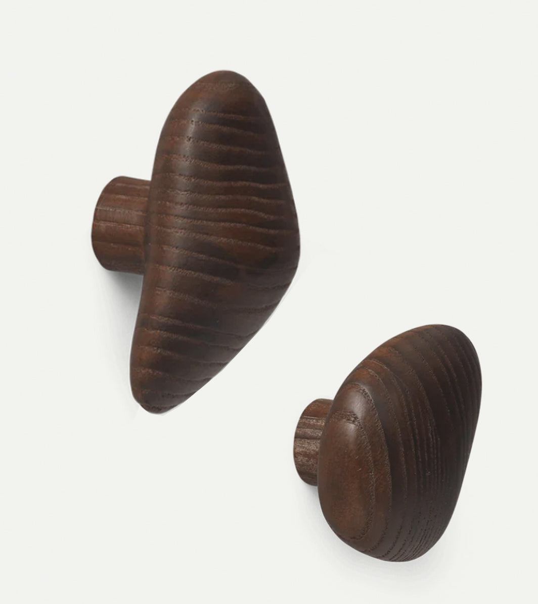 Ferm Living, Cairn Hooks - Set of 2 in Dark Brown