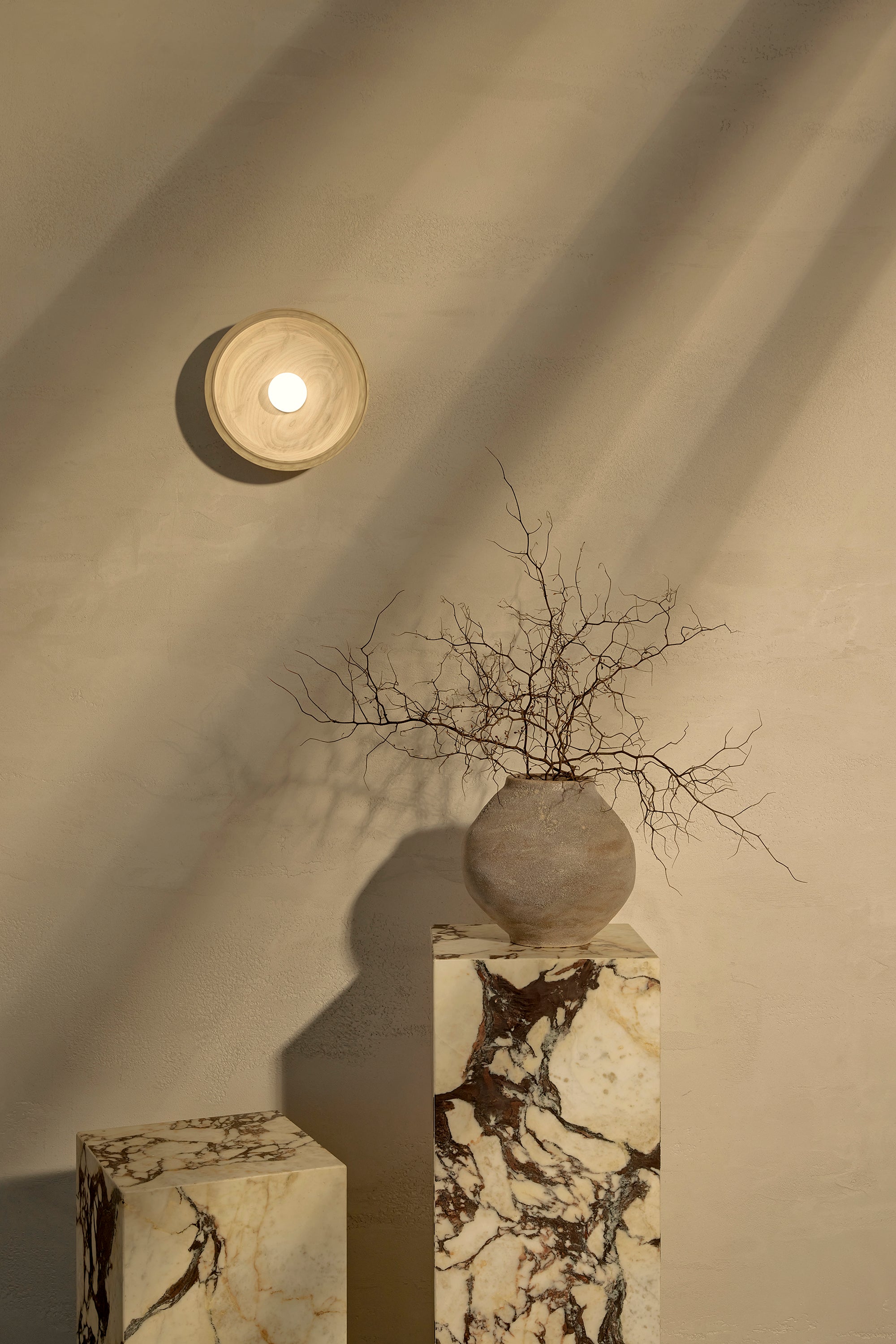 Selene Surface Sconce, Large in Bleached Ash. Photographed by Lawrence Furzey.
