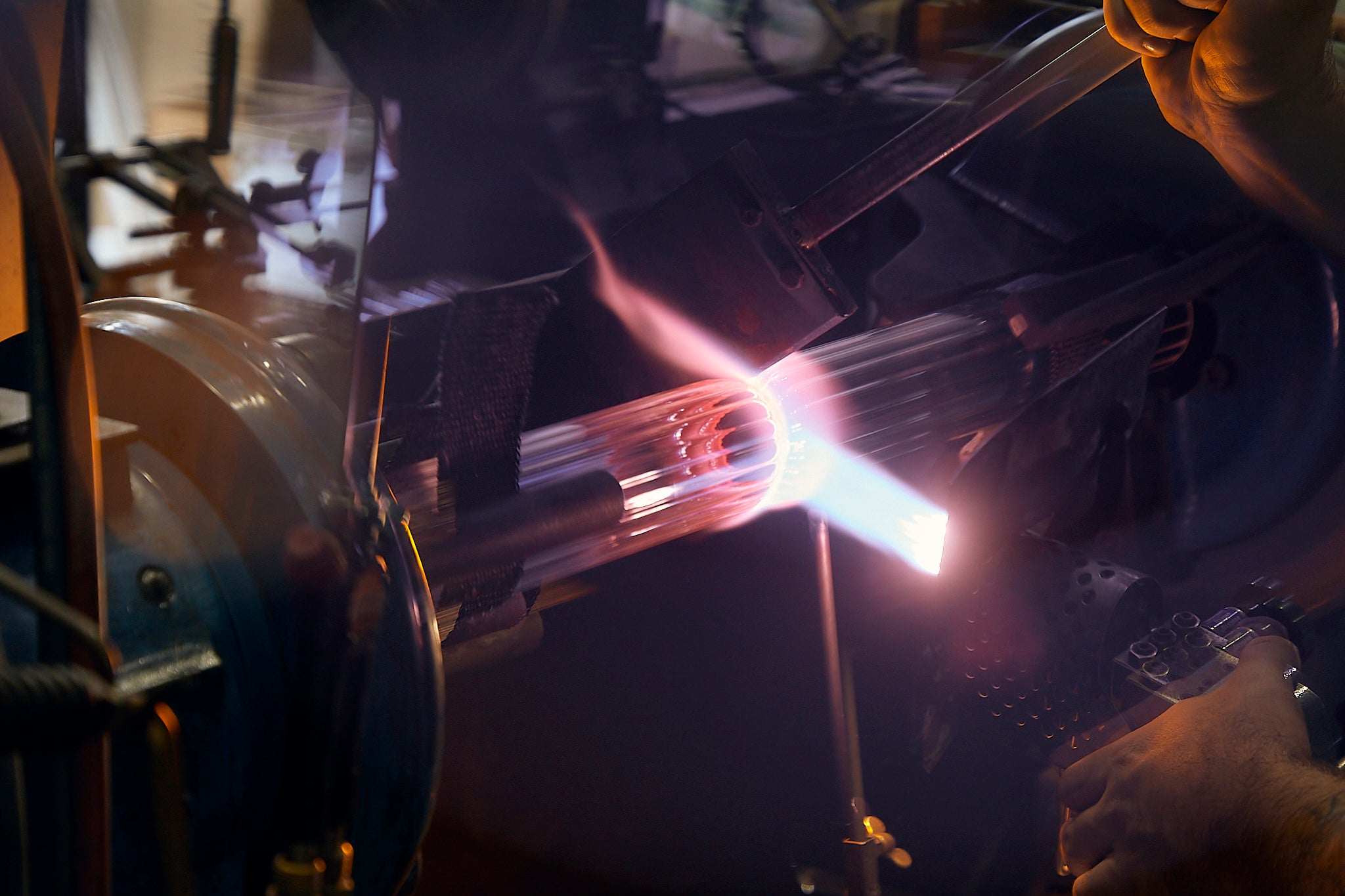 Glass Blowing process. Photographed by Aaron Chapman.