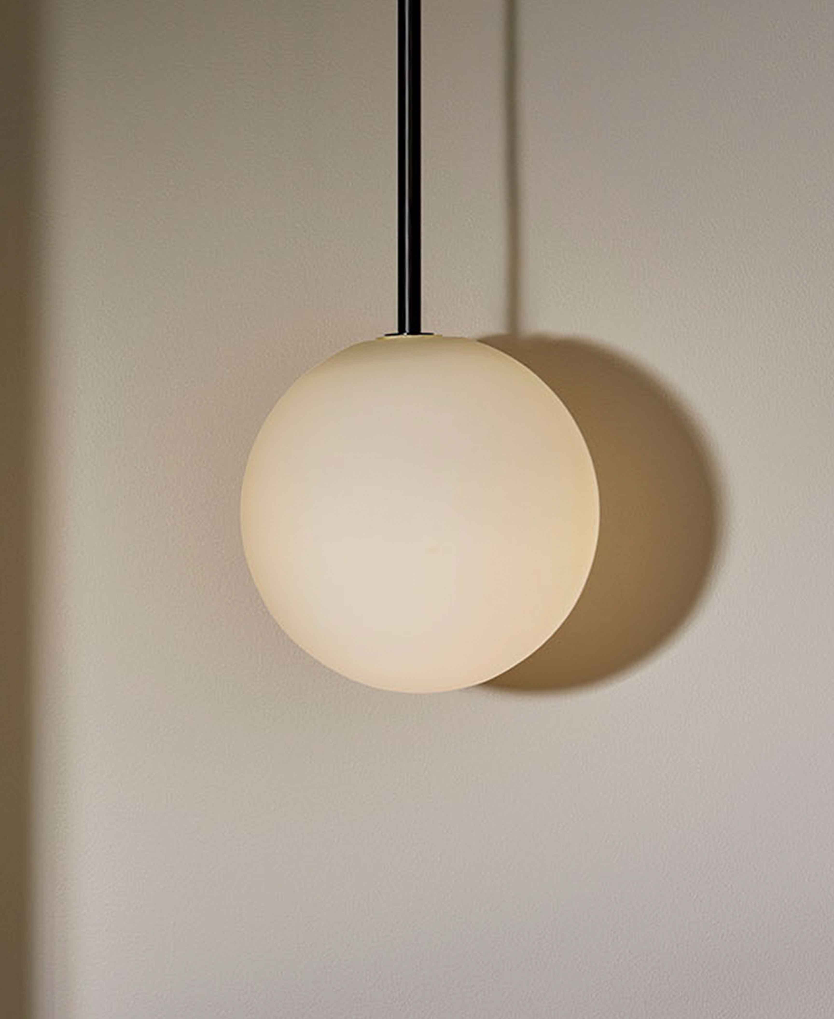Marz Designs Orb Pendant, Large in White Frosted and Brushed Black