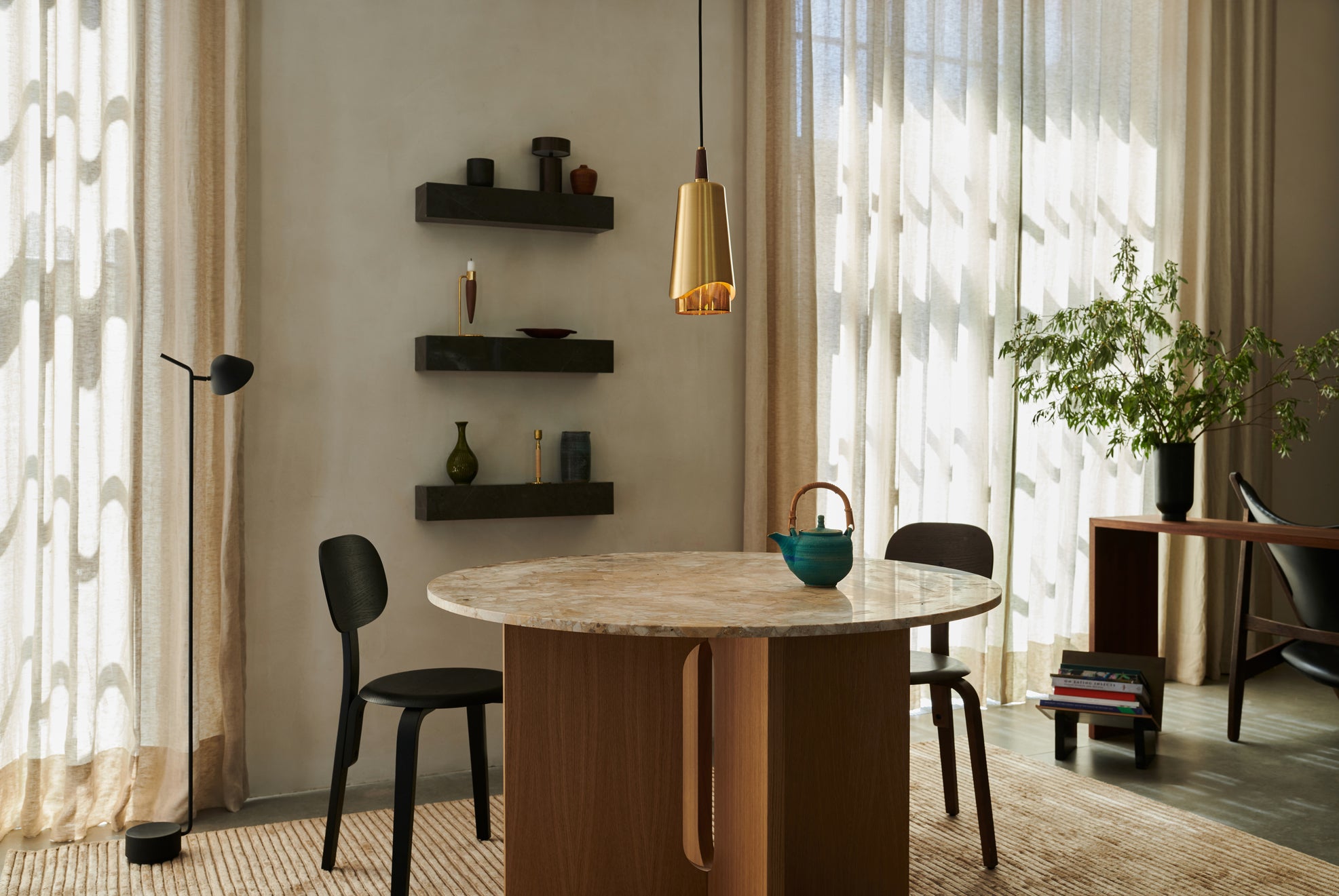 Androgyne Dining Table - Natural Oak With Kunis Breccia Stone Top