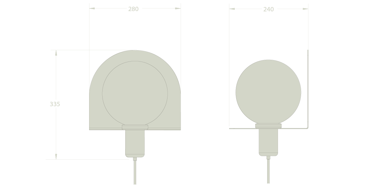 Marz Designs Lune Wall Light dimensions.