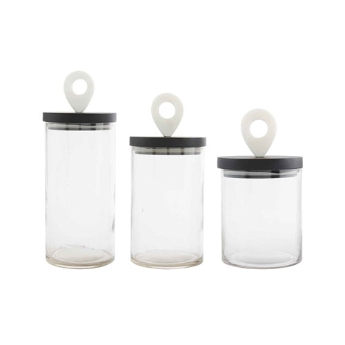 Large Glass Storage Canister with Black Wood Top - Hudson Grace