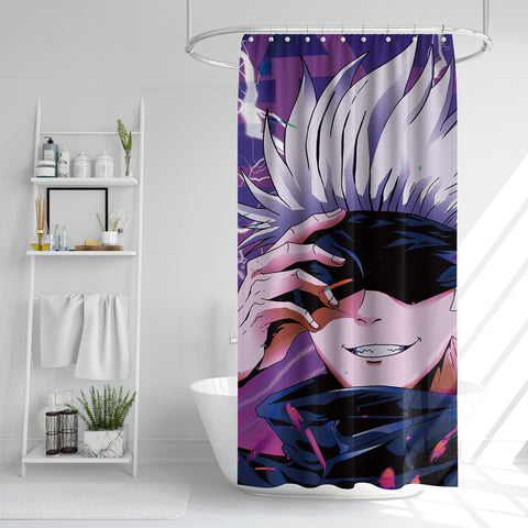 shower curtain, Jojo Shower Curtain, anime shower curtain, purple shower curtain