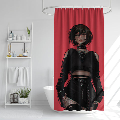 Goth Mikasa shower curtain, Mikasa shower curtain, anime shower curtain, waterproof shower curtain, anime shower curtains, Attack on Titan Shower Curtain