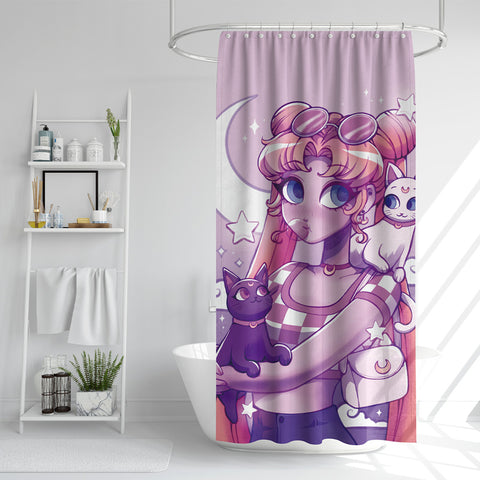 Sailor moon shower curtain, anime shower curtain, waterproof shower curtain, anime shower curtains