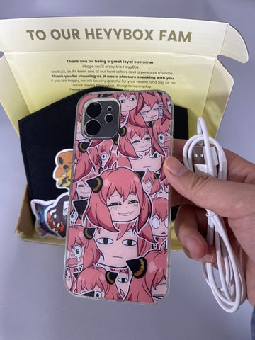 led phone case, anime phone case, light up phone case, anya case, light up case, anime case, led case,