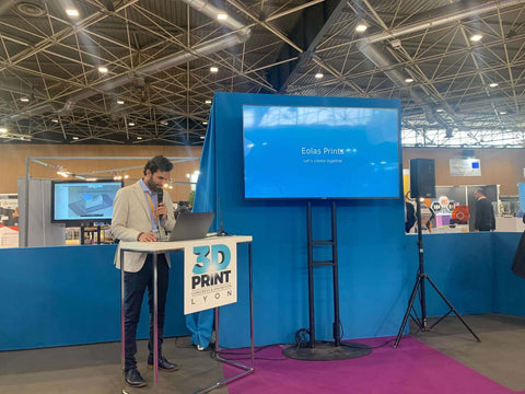 Tanuj Goswami of Eolas Prints at 3d print expo 2022 Lyon