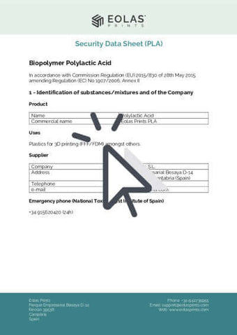 PLA Pellets Security Datasheet