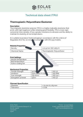 TPU Übergang filament Technisches Datenblatt