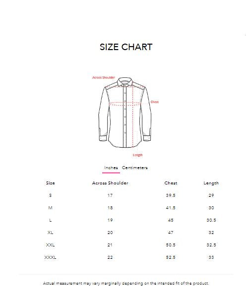Men Casual Shirt Size Chart – U.S. Polo Assn. India