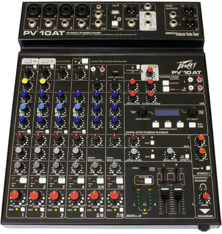 Peavey PV 10 AT 120US Compact 10 Channel DJ Mixer with Bluetooth and Antares Auto-Tune